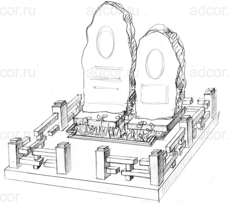 Эскиз памятника глыба на могилу